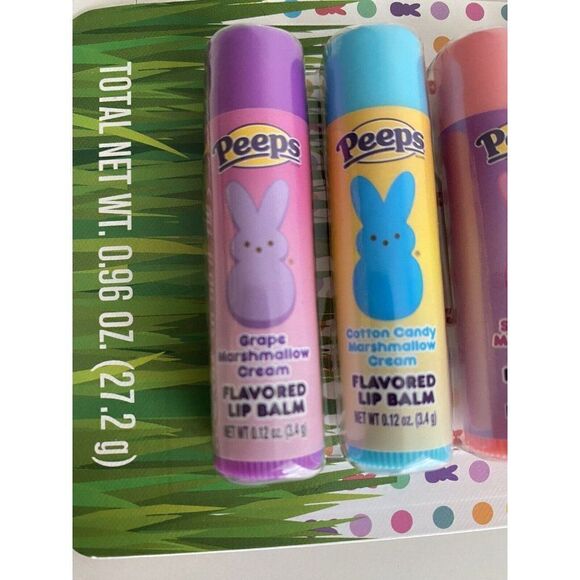 8 Pack Peeps Flavored Lip Balm Easter Basket Stuffer Cotton Candy Vanilla Grape - Picture 10 of 13